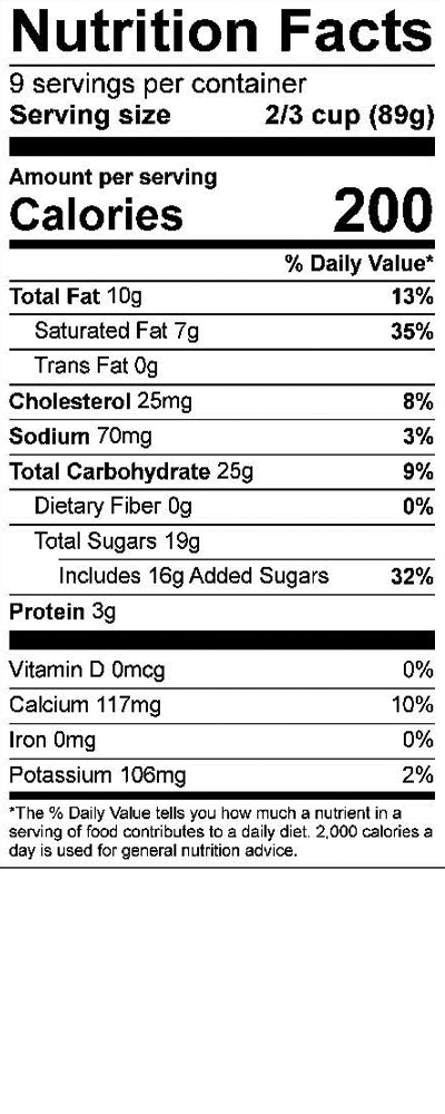 Cherry Cordial Ice Cream Nutrition Panel SmithFoods